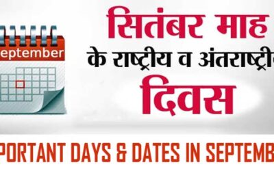 2023 सितंबर महीने के महत्वपूर्ण दिवस की सूची | Important Days & Dates In September 2023